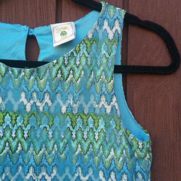 LEMON FIZZ | Girls Y2K Mesh Zig Zag Chevron Retro Mod A-Line Shift Dress 14 - Picture 7 of 15